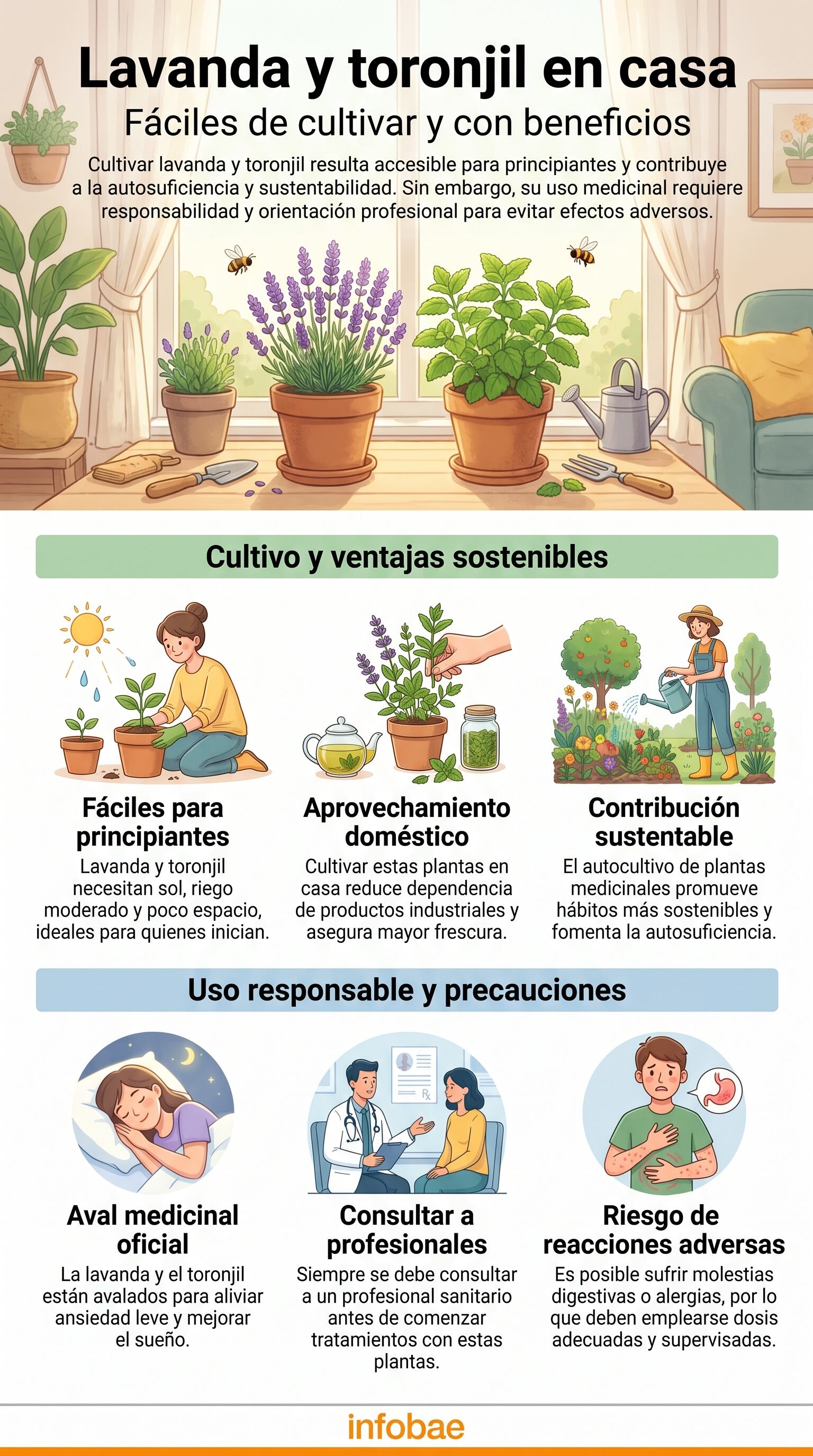 La lavanda y el toronjil son plantas medicinales fáciles de cultivar en casa, que ofrecen beneficios para la salud y promueven la autosuficiencia, aunque su uso requiere precaución y consulta profesional. (Imagen Ilustrativa Infobae)