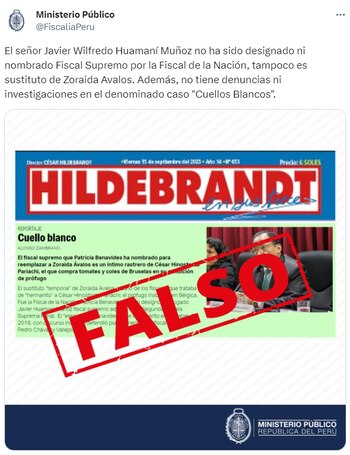 Fiscalía de la Nación. Publicación. Fake News.