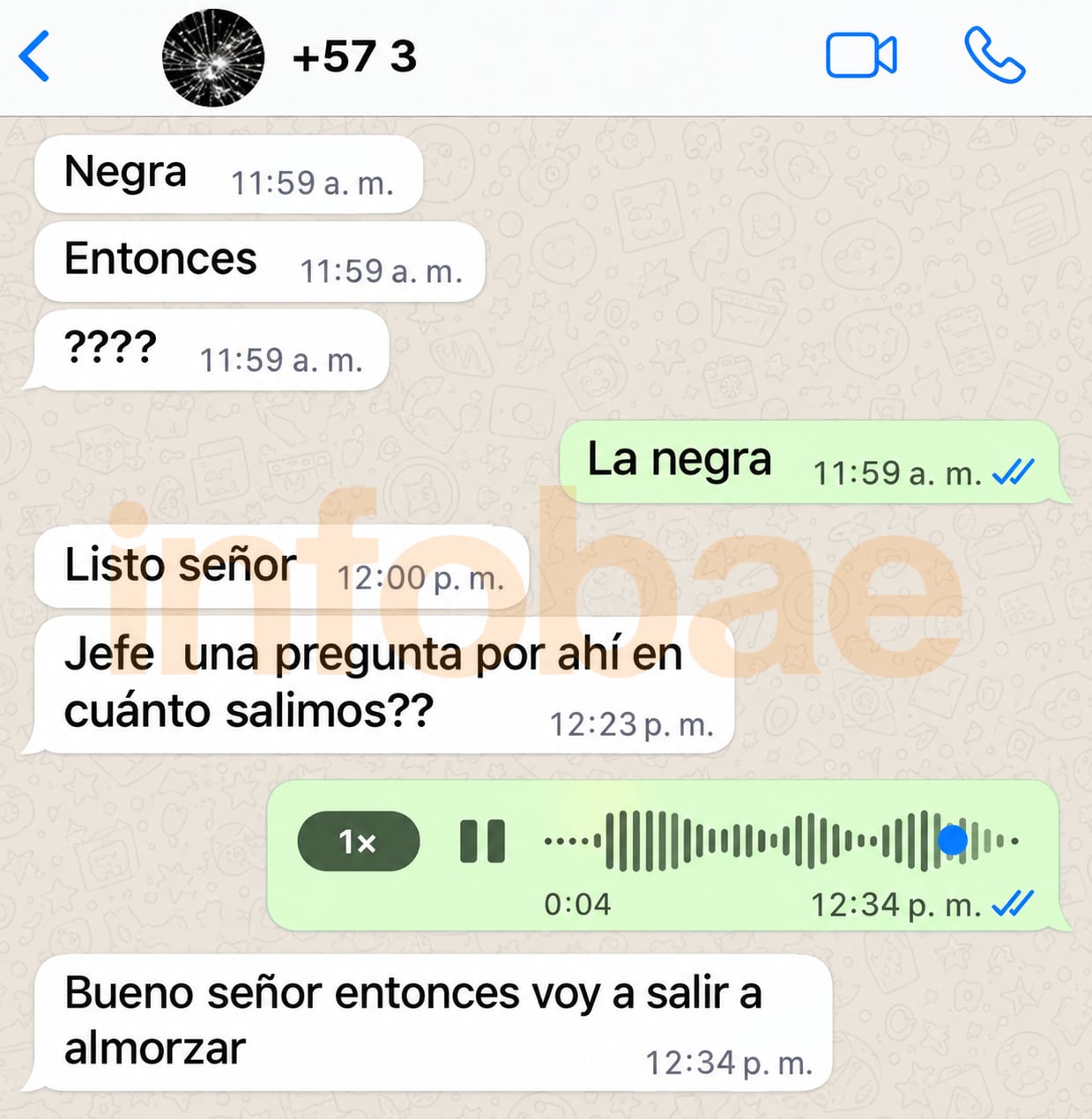 En este apartado de la conversación con su conductor, se confirmó la compra de la maleta y el desplazamiento que tenía el exsbudirector de la Ungrd - crédito Infobae Colombia
