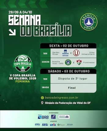 Programación de la Copa Brasilia de vóley 2026, donde Universitario participará previo a la Liga Peruana de Vóley.