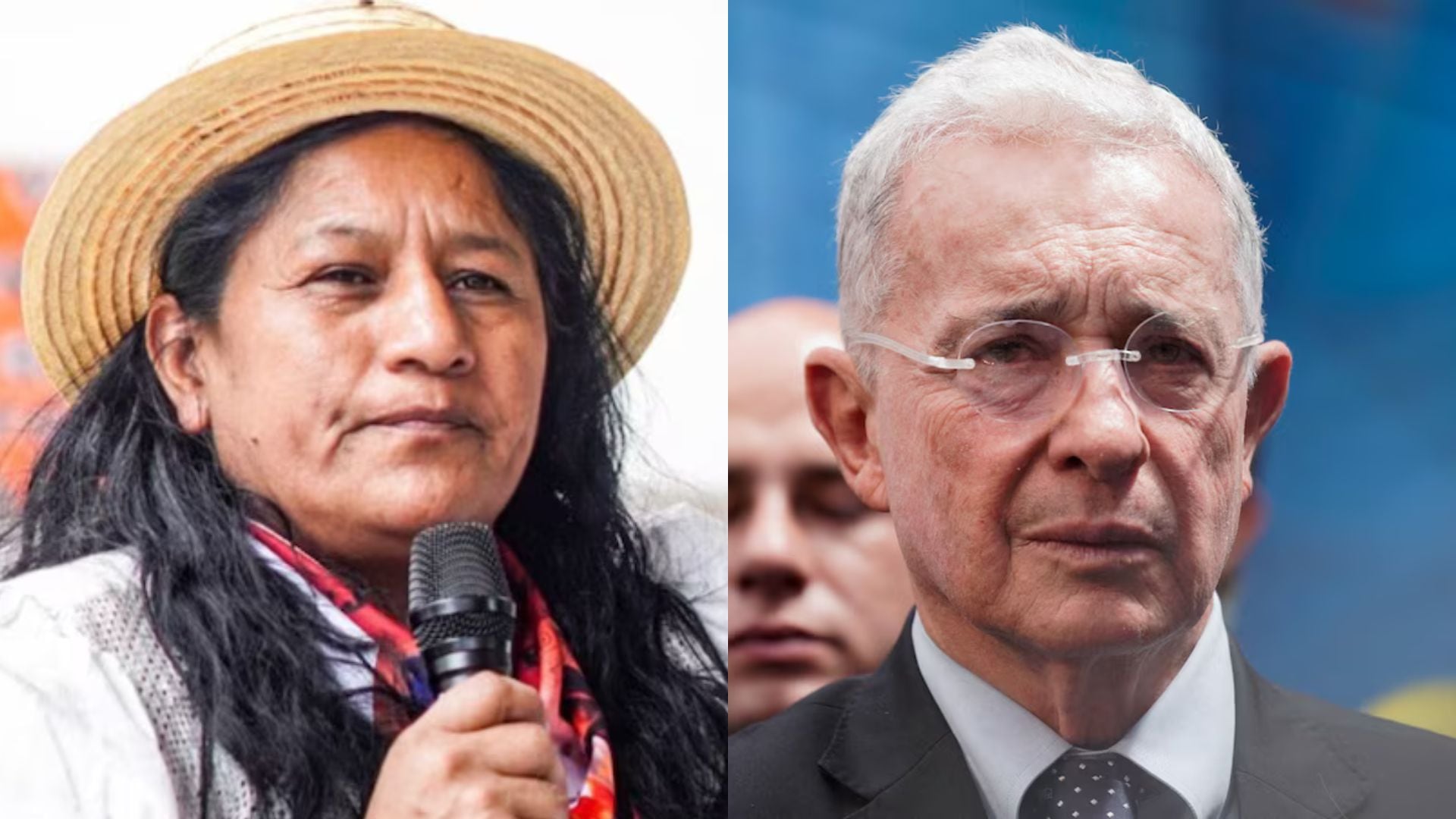 Aída Quilcué, fórmula vicepresidencial de Iván Cepeda, acusó a Uribe de causar “zozobra” con sus comentarios durante la Minga Indígena de 2008 - crédito Sergio Acero/Reuters y @aida_quilcue/X