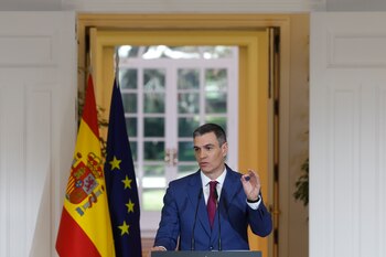 Pedro Sánchez, en su comparecencia