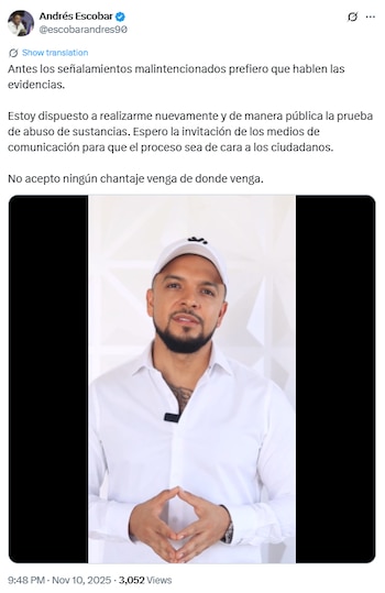 Andrés Escobar denuncia que hay noticias malintencionadas en su contra - crédito X
