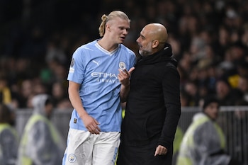 Erling Haaland se ausentó por lesión y el entrenador Pep Guardiola reveló su estado (EFE/EPA/ANTHONY ANEX)