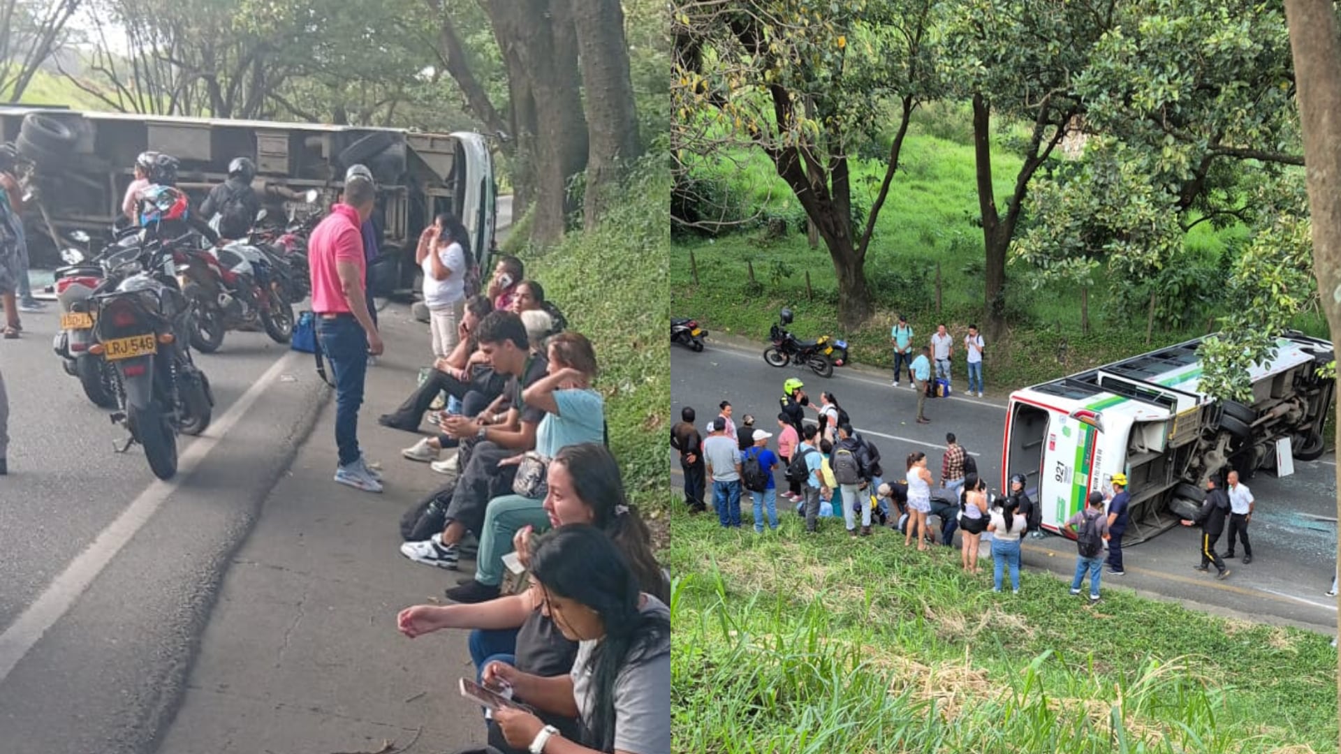 El accidente del bus Transmeba movilizó organismos de socorro tras el desplazamiento del vehículo pocos metros después del puente principal de Girardota - crédito X