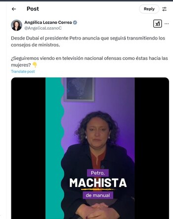 Angélica Lozano cuestionó al presidente