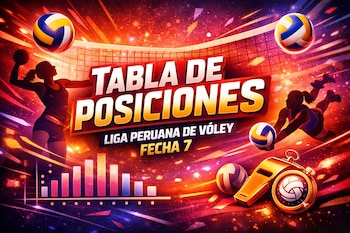 Ilustración colorida con siluetas de jugadoras de vóley, balones, red y gráficos sobre fondo vibrante.