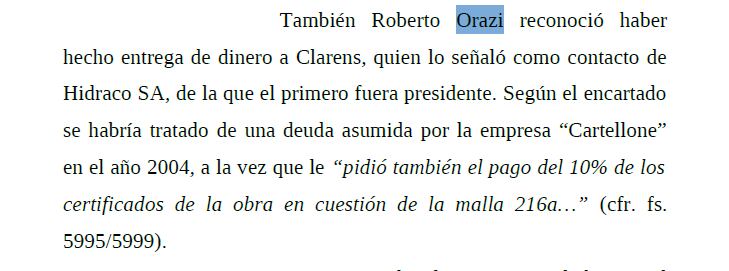 2019: fallo de la Sala I que detalla la declaración de Orazi