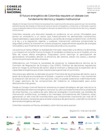 El Consejo Gremial mostró preocupación