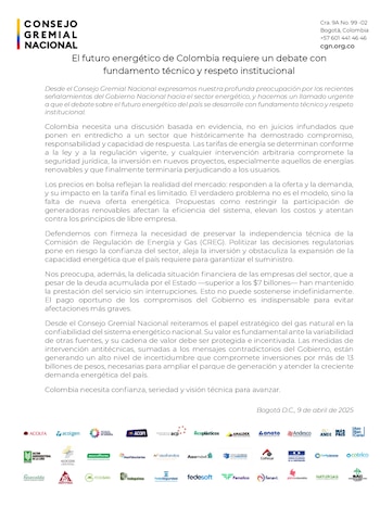 El Consejo Gremial mostró preocupación