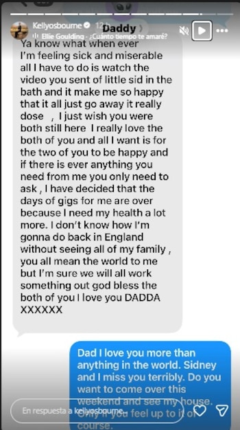 Kelly Osbourne compartió un mensaje de texto que le envió su padre. (Instagram)