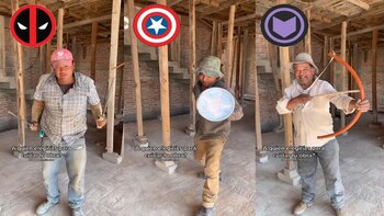 Albañiles imitan a los avengers