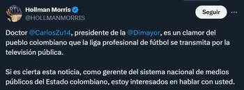 Hollman Morris manifestó estar interesado