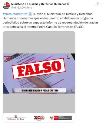 Comunicado del Ministerio de Justicia