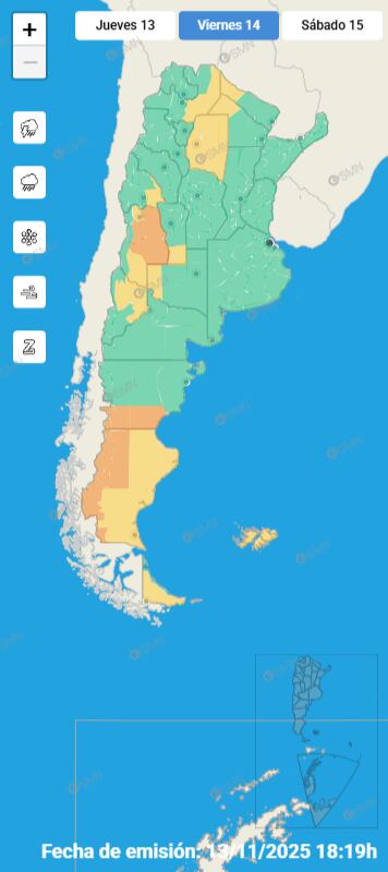 El SMN emitió alertas amarillas y naranjas por tormentas y vientos fuertes en varias provincias del norte, oeste y Patagonia