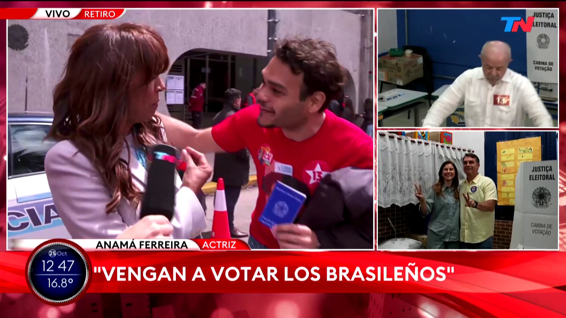 “Pero yo no... Pedí permiso”, reaccionó ante el grito del votante de Lula que apareció mientras ella conversaba con TN