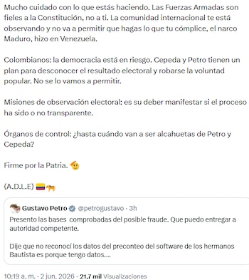 Abelardo de la Espriella rechazó acusaciones de fraude por parte del presidente Gustavo Petro - crédito @ABDELAESPRIELLA/X