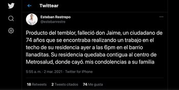 Fallecimiento de un ciudadano 74