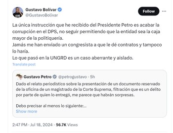 Gustavo Bolívar se refirió al