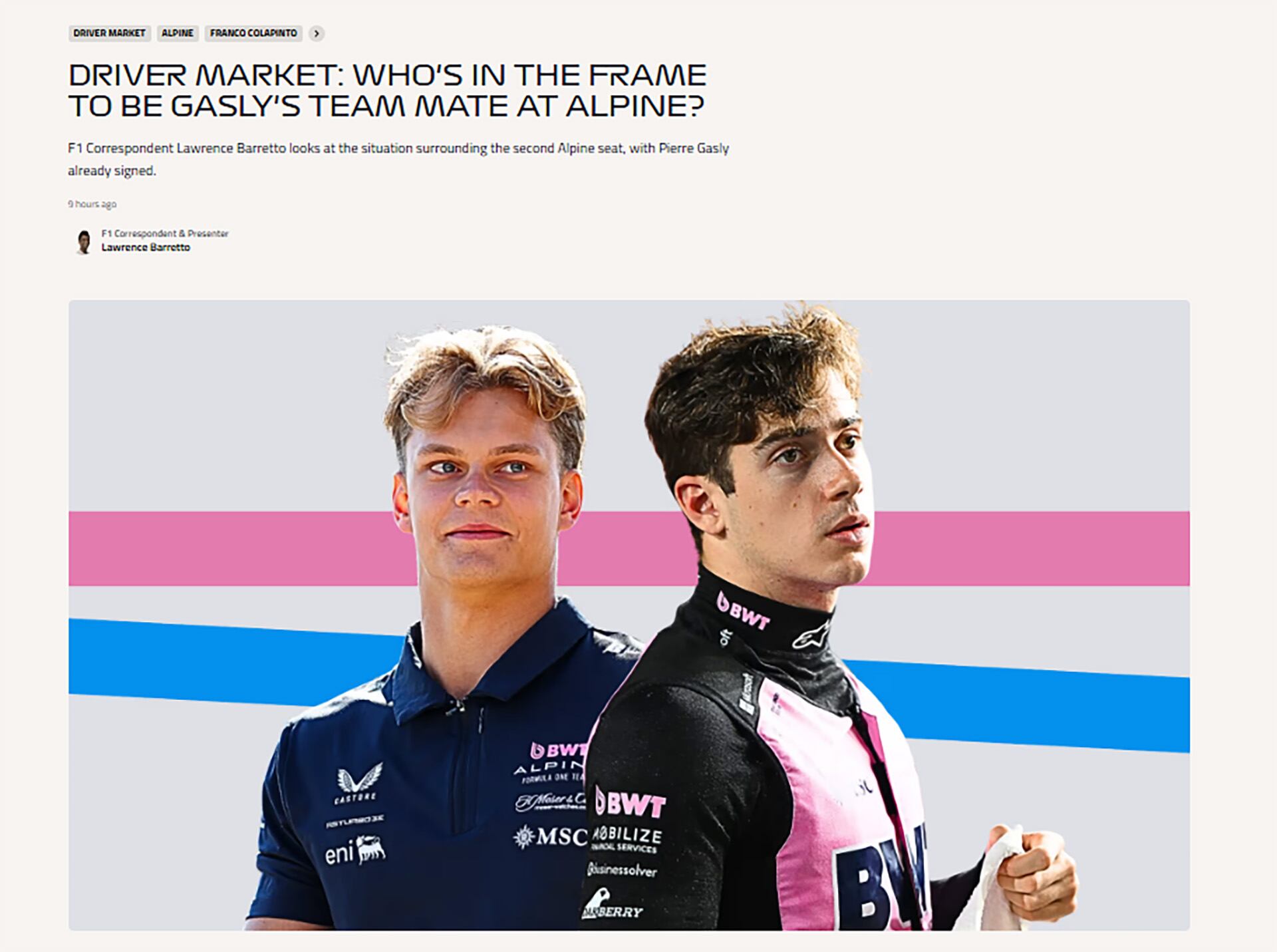 El artículo en el sitio oficial de la F1