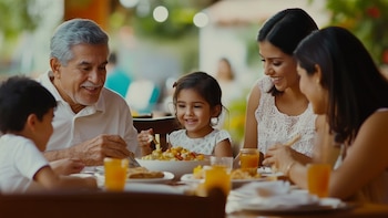 Una familia disfrutando de una