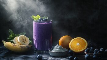 Este batido combina arándanos, plátano,