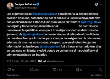 Enrique Peñalosa rechazó los argumentos de Iván Cepeda y comparó la nacionalidad estadounidense de Abelardo de la Espriella con la ciudadanía italiana de Gustavo Petro - crédito X