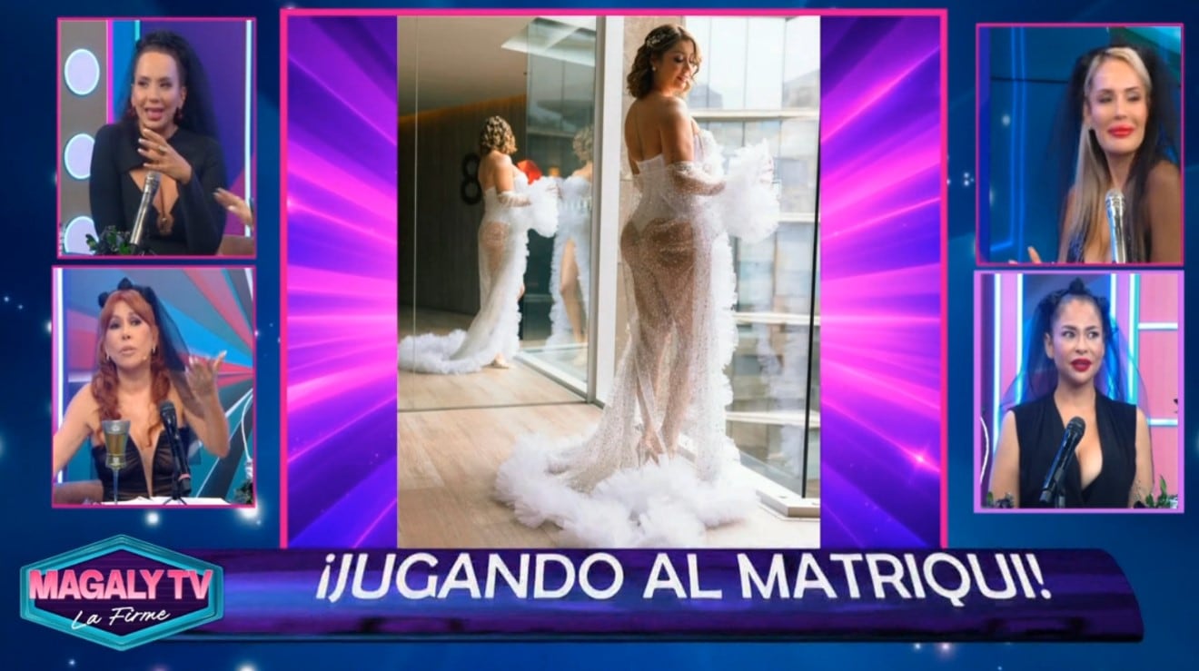 Magaly cuestiona fotos de boda de Karla Tarazona y Christian: “Se olvidaron de lo romantic chic”. Captura: Magaly TV La Firme.