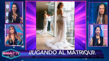 Magaly cuestiona fotos de boda de Karla Tarazona y Christian: “Se olvidaron de lo romantic chic”. Captura: Magaly TV La Firme.