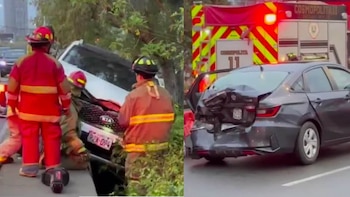 Accidente en San Isidro: Camioneta terminó al borde de la Vía Expresa tras impactar contra un taxi en San Isidro