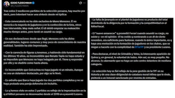 El tuit de Eddie Fleischman tras los amistosos de Perú ante Senegal y Honduras, lanzando varios comentarios y críticas contra la FPF.