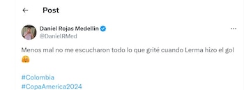 Daniel Rojas, ministro de Educación, festejó la victoria de la selección Colombia en la Copa América - crédito @DanielRMed