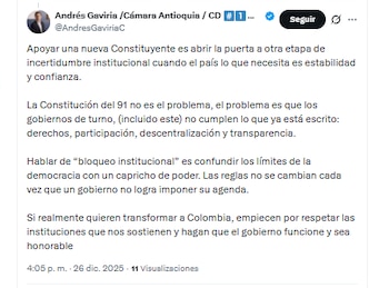El candidato Andrés Gaviria criticó