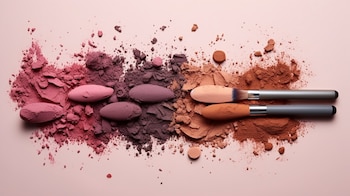 Productos de belleza esparcidos sobre