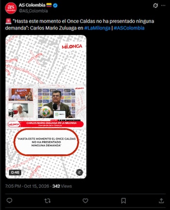El máximo directivo del organismo que rige el fútbol colombiano confirmó que aún no existe un recurso por parte del Once Caldas para demandar el partido ante Millonarios por el estado de la grama-crédito @AS_Colombia/X