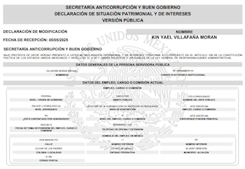 Kin Yael Villafaña Morán en la nómina de CFE. (PNT)