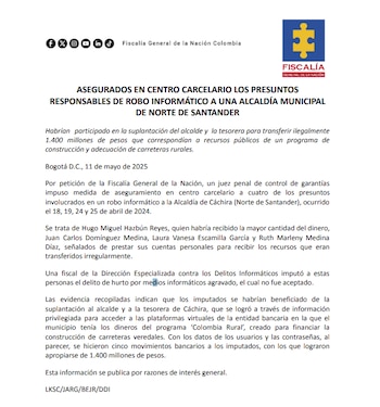 Comunicado de la Fiscalía por