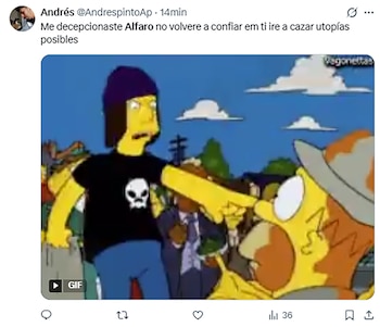Dibujo de un hombre caricaturizado, sin camisa, con gafas de sol, pantalones cortos tipo cargo, calcetines y sandalias, sosteniendo una lata