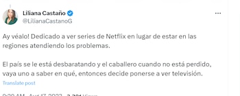 Trino de usuaria que critica