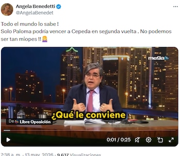 Ángela Benedetti respaldó públicamente a Paloma Valencia - crédito @AngelaBenedet/X