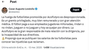 La agremiación también señaló que