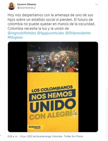 Socorro Oliveros, esposa de Rodolfo Hernández