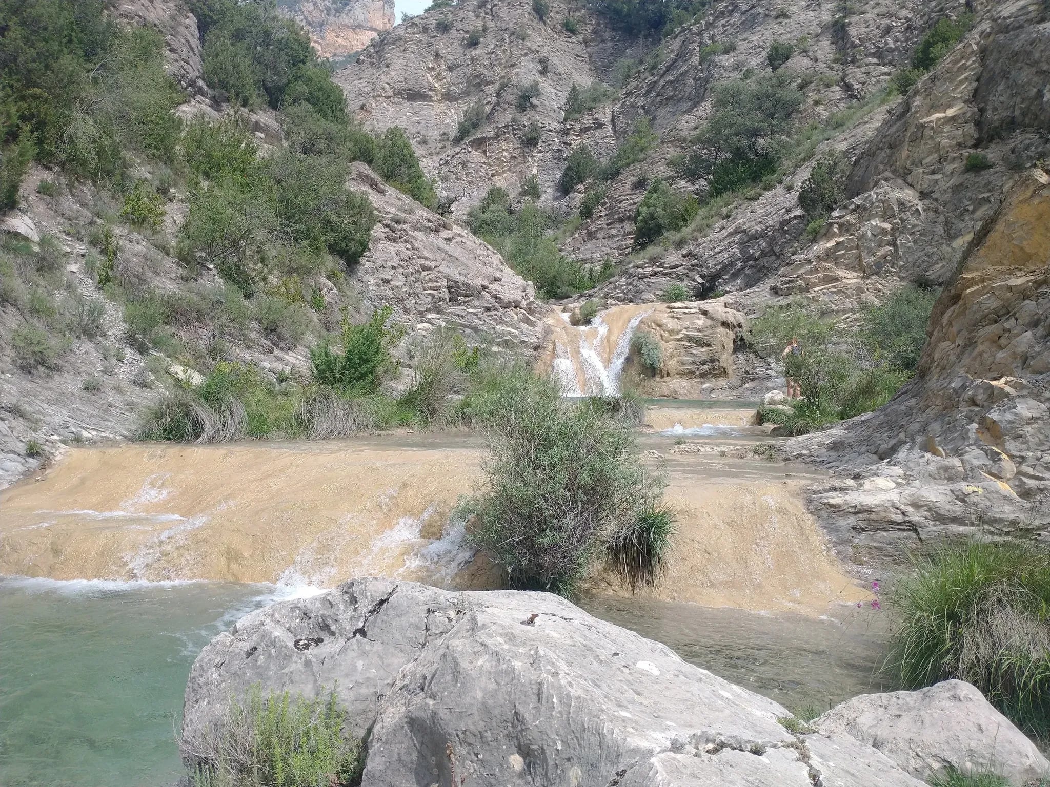 Las Balsas de Organyà albergan pequeñas cascadas y pozas de agua clara rodeadas por vegetación y formaciones rocosas.