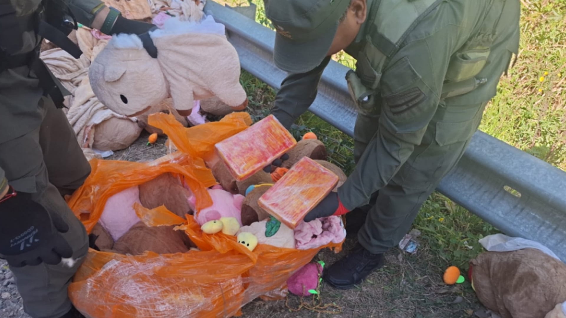 La mujer transportaba casi 50 kilos de marihuana y más de 4 kilos de cocaína ocultos en capibaras de peluche.