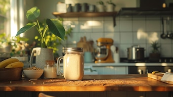 Un vaso de smoothie de