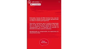 Mall Aventura de SJL anuncia