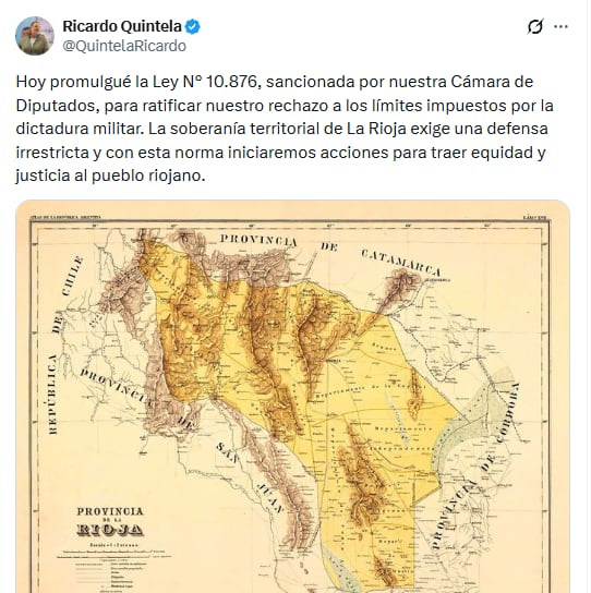 Posteo en X del gobernador de La Rioja, Ricardo Quintela