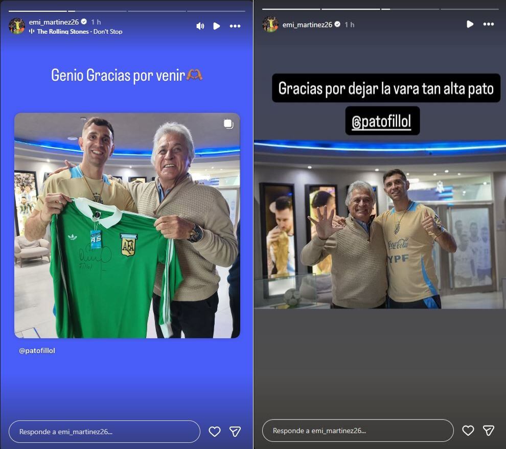 Los posteos del Dibu Martínez tras la visita del Pato Fillol