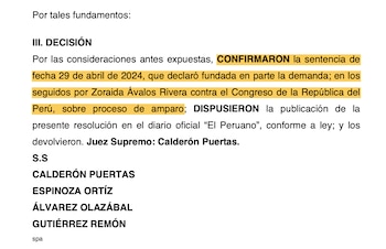Corte Suprema confirma fallo a favor de Zoraida Ávalos.