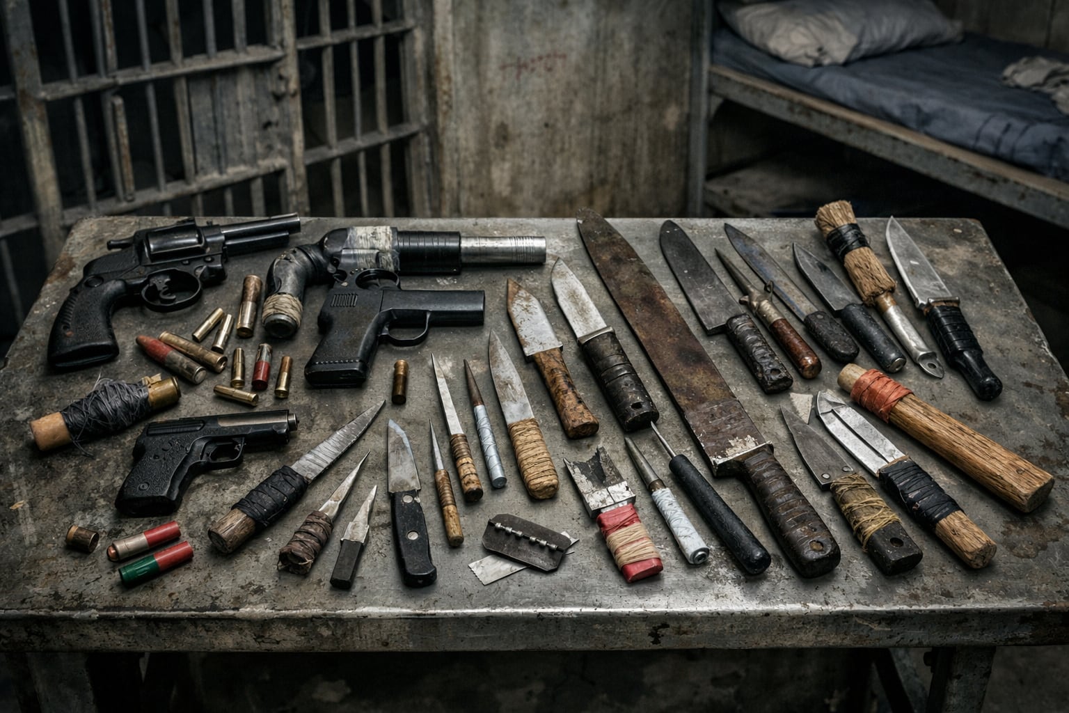 Durante las requisas posteriores fueron hallados fusiles AK-47, pistolas y municiones dentro del penal. (Imagen Ilustrativa Infobae)